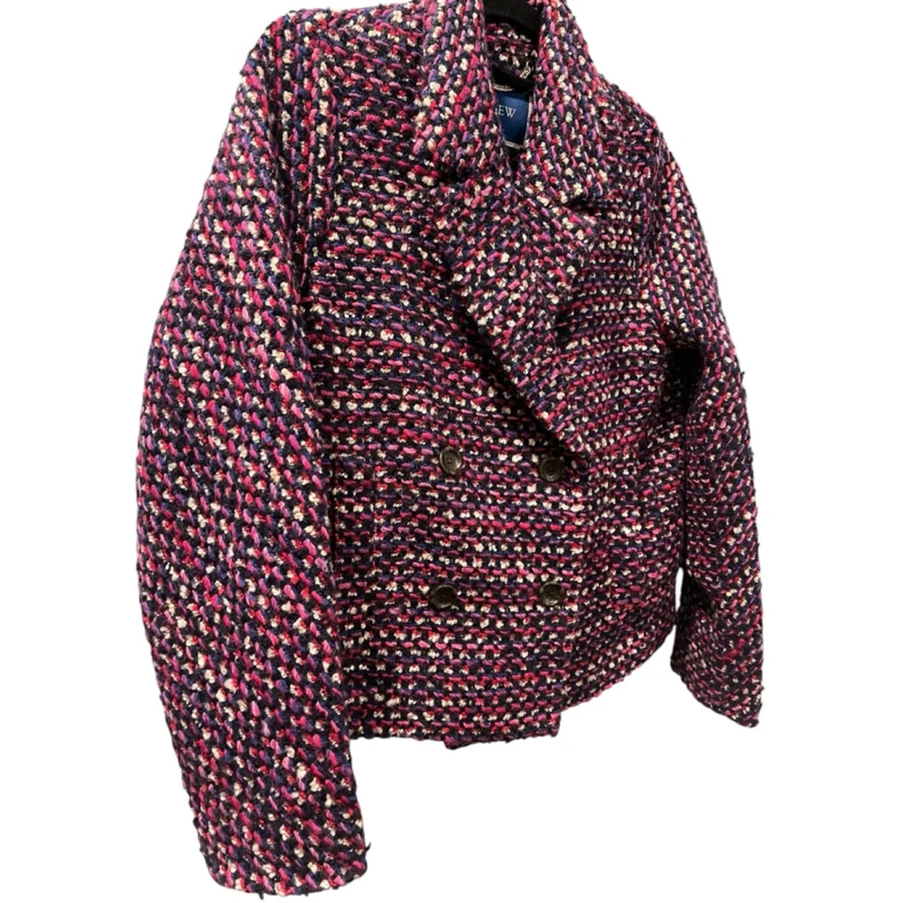 J. Crew Lady Jacket Italian Tweed Nello Gori Mill Blazer Size Medium Wool Mohair - Picture 4 of 10